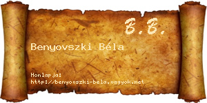 Benyovszki Béla névjegykártya